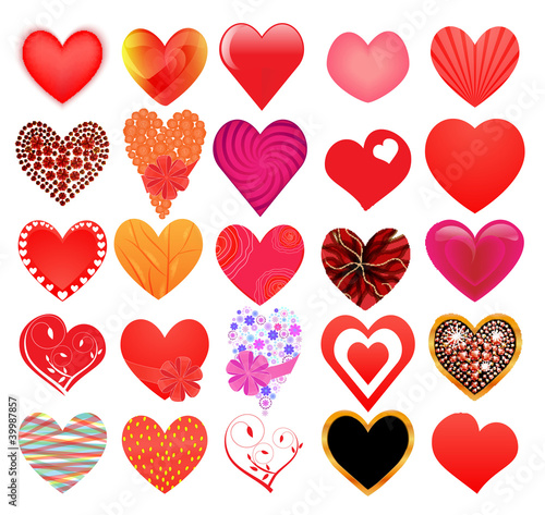 Set of different hearts