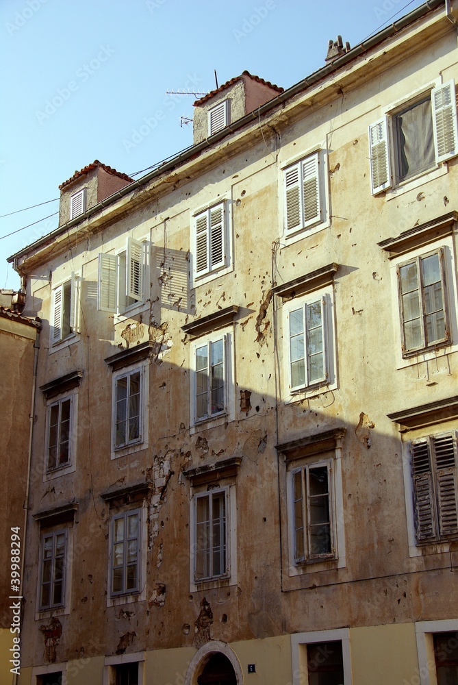 A house in Zadar in Croatia with bullet gaps