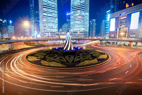 Photography shanghai downtown at night
