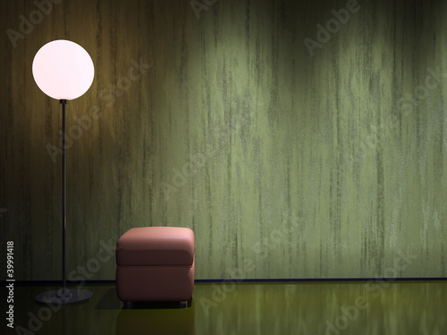 Interior with a floor lamp