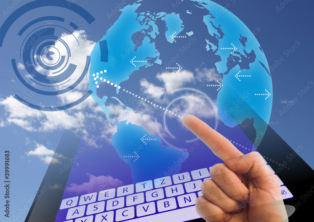 Cloud Computing, Virtuell, Laptop, Bildschirm Cloud Computing, Virtuell, Laptop, Bildschirm