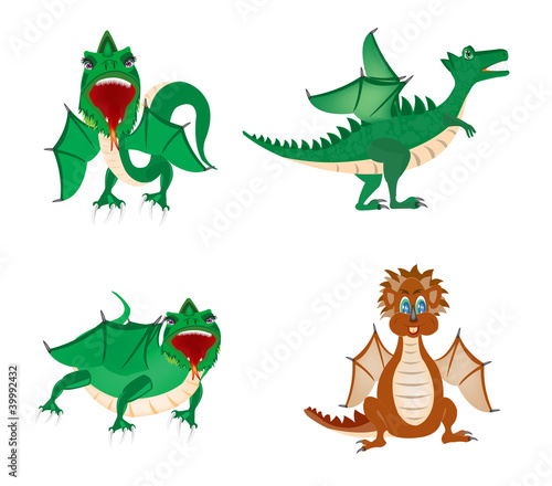 Much dragons on white background