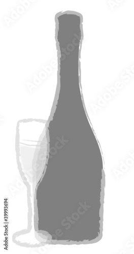Sektflasche mit Glas