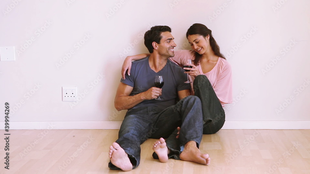 Smiling couple clinking glasses Smiling couple clinking glasses