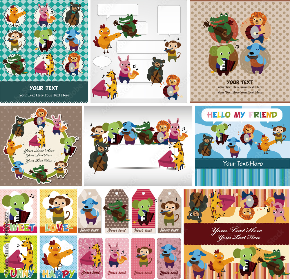 animal play music card animal play music card