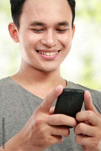 man reading a message