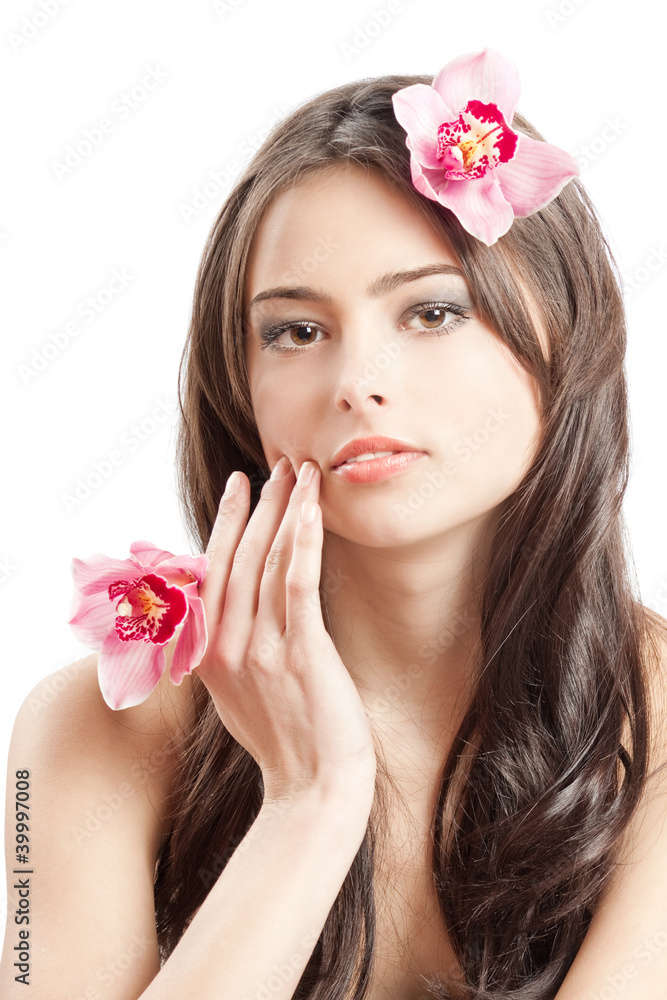 Beautiful woman with orchid Beautiful woman with orchid