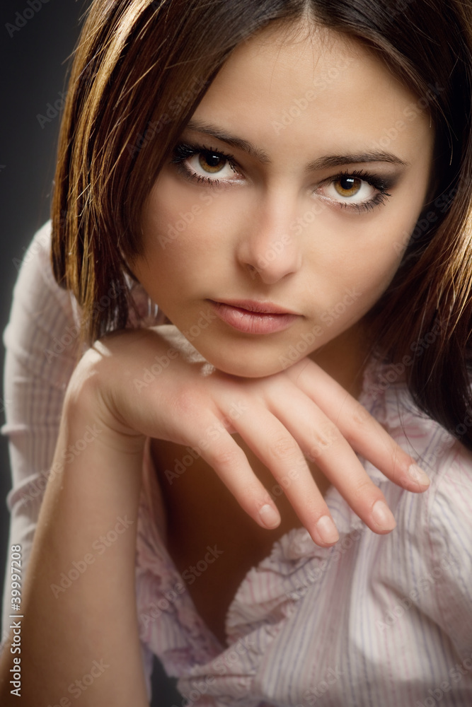 beautiful girl on dark background beautiful girl on dark background