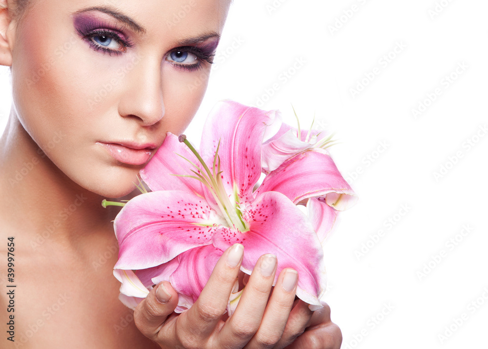 portrait of a beautiful delicate woman with flower portrait of a beautiful delicate woman with flower