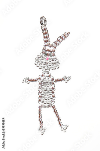 beads rabbit on a white background