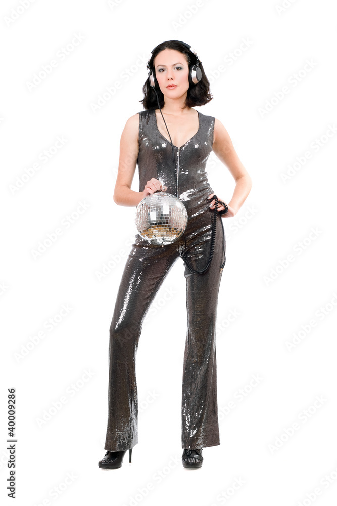 Attractive young woman with a mirror ball Attractive young woman with a mirror ball