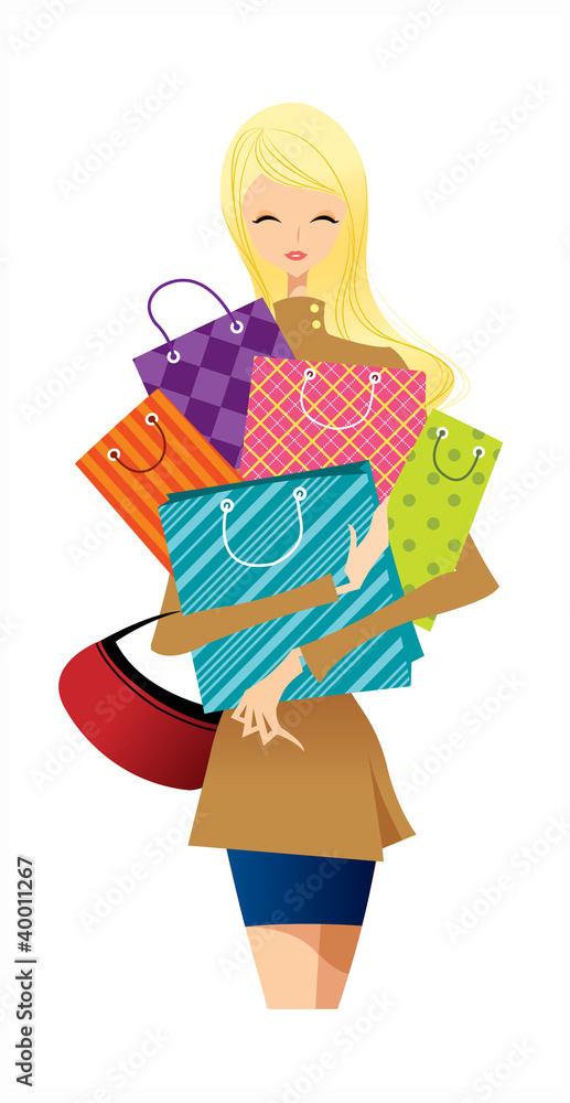 close-up of woman holding shopping bags