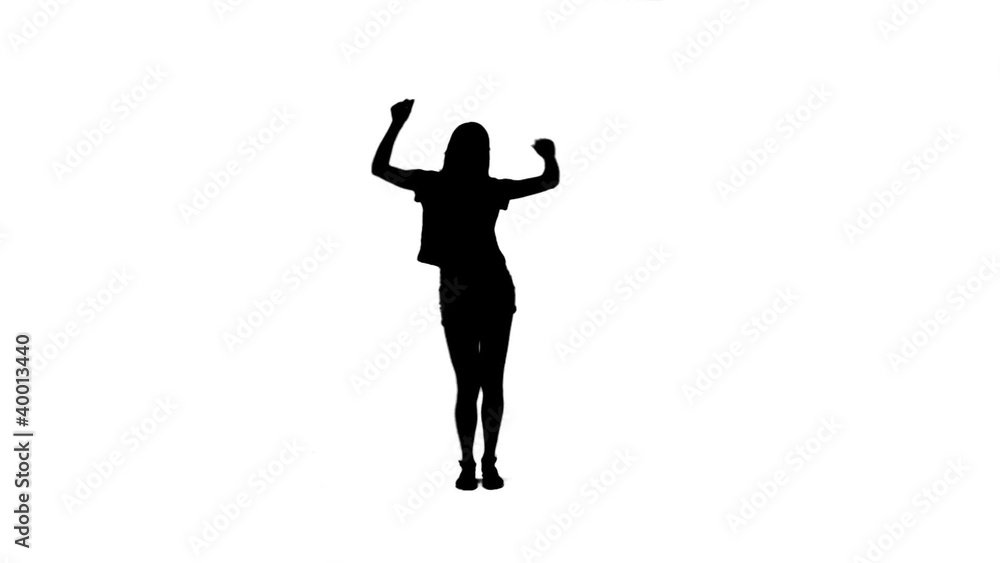 Silhouette woman dancing energetically Silhouette woman dancing energetically