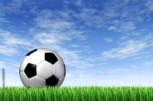 Soccer Ball and grass Field background © freshidea