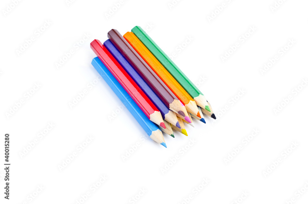 A stack of colored pencils on white A stack of colored pencils on white