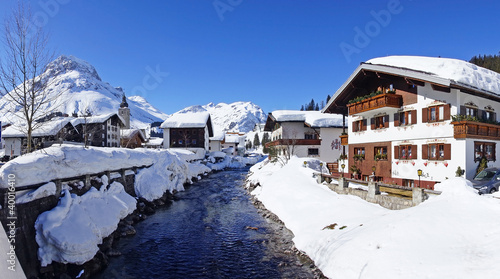 Picturesque winter landscape with river. Lech, Austria © Marina Ignatova