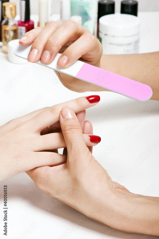 Gentle care of nails in a beauty salon Gentle care of nails in a beauty salon