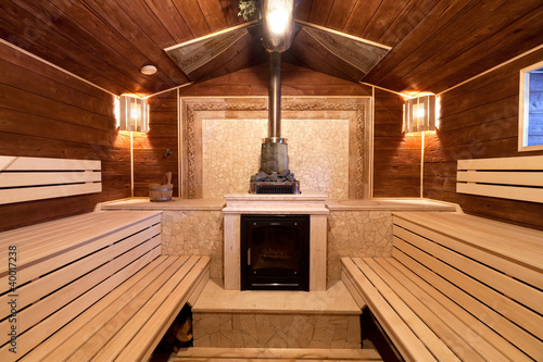 Interior of a russian sauna