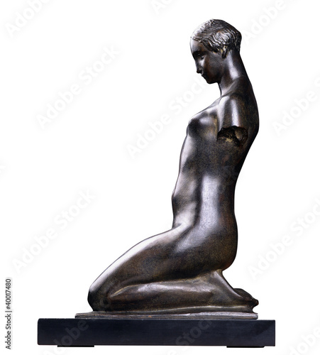Statue of a nude woman isolated on white with clipping path