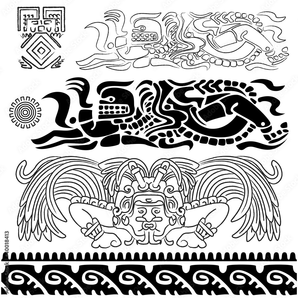 Ancient patterns with mayan gods