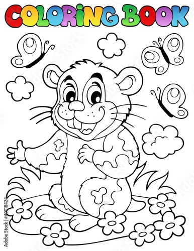 Coloring book with cartoon hamster