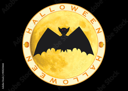 halloween sign: bat over moon vector illustration photo