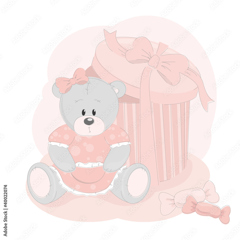 Baby greetings card with teddy bear Baby greetings card with teddy bear