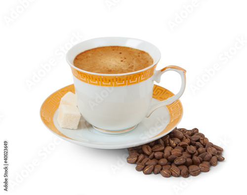 cup of coffee on a white background