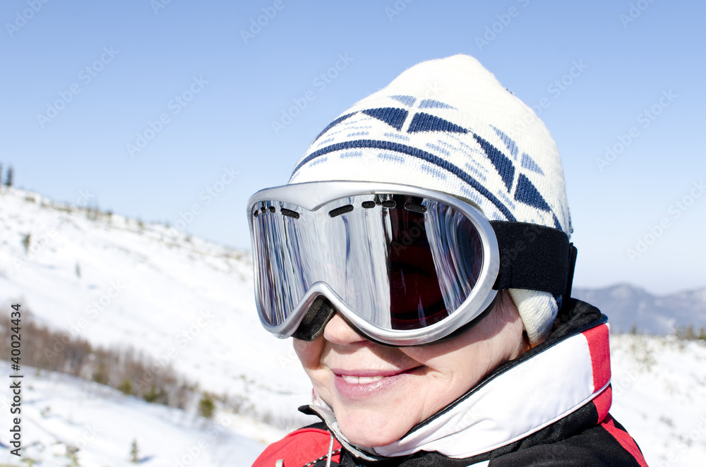 Portrait of a woman alpine skier