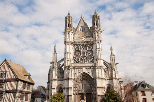 Bild auf Leinwand Beautiful church on Vernon town square in Normandy