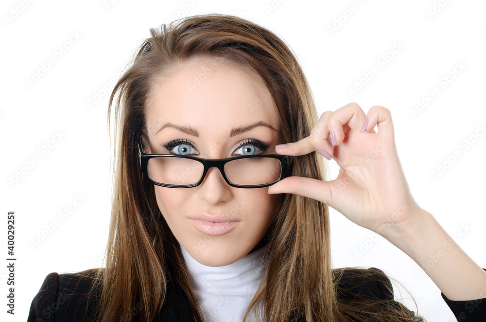 The business woman in glasses  isolated