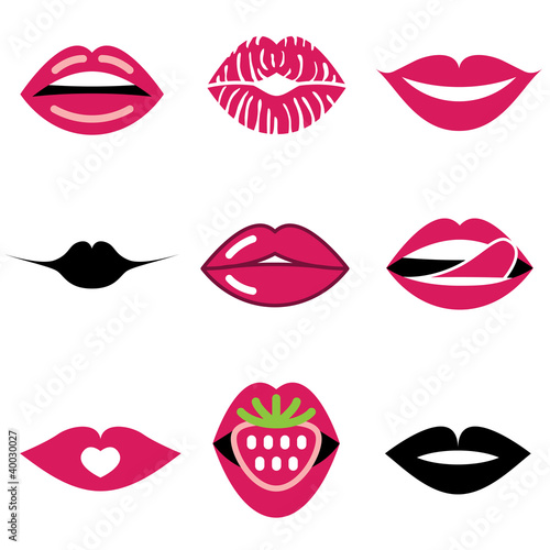 lips icons vector set