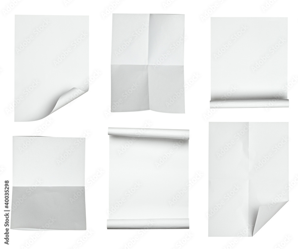 white paper with curled edge white paper with curled edge