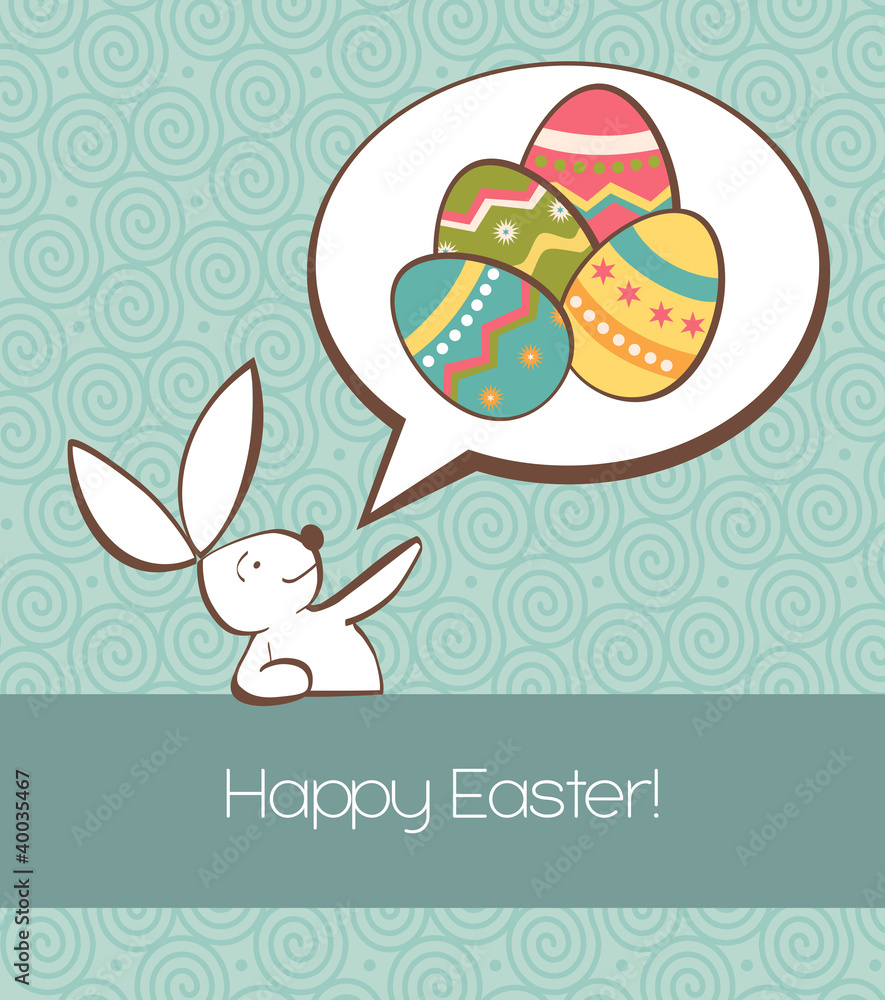 Fototapeta premium Social Easter bunny with painted egg