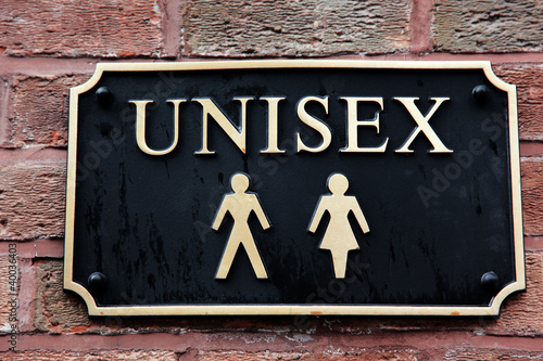 Gold restroom signs unisex photo