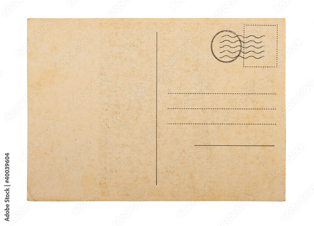 Old blank post card white background Old blank post card white background