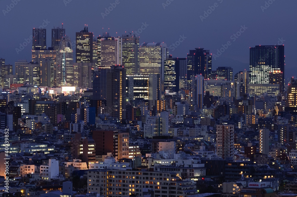 Naklejka premium Skyline Tokio am Abend