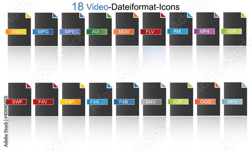 18 Video Dateityp Icons