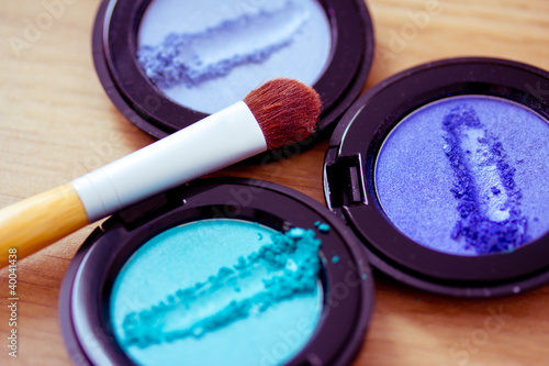 blue eyeshadow and brush, cosmetics series