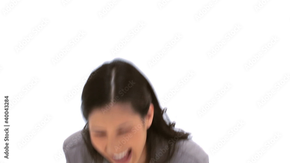 Smiling woman calling