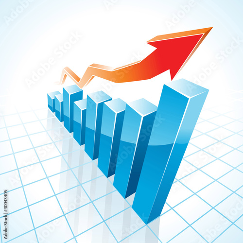 3d business growth bar graph
