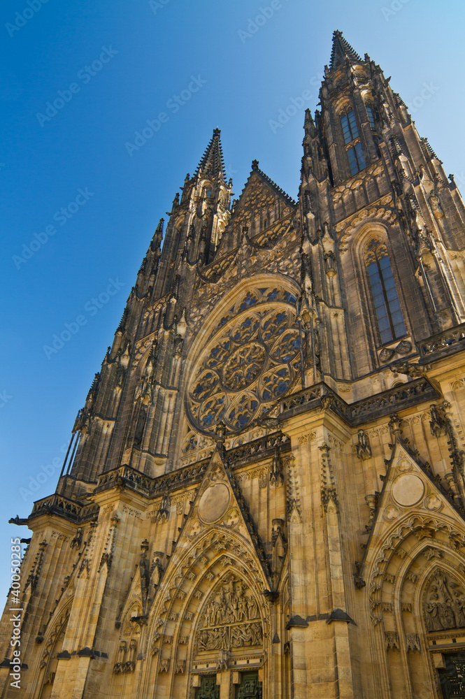 Gothic St. Vitus cathedral in Prague Castle