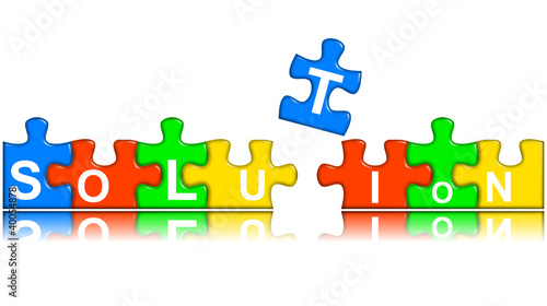 puzzle colorati vettoriali combinati - solution concept