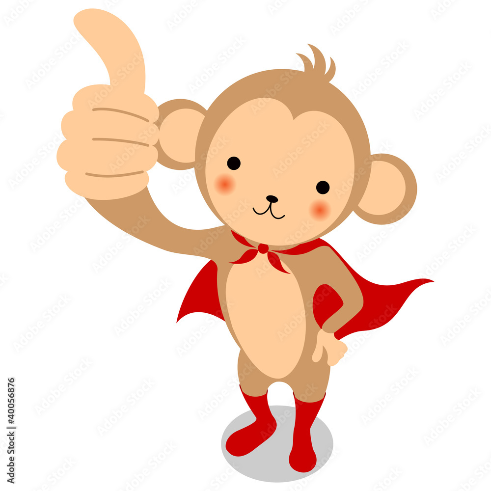サルと赤マント ガッツポーズ Stock Vector Adobe Stock