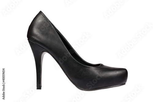 Black women's heel shoe with clipping path.