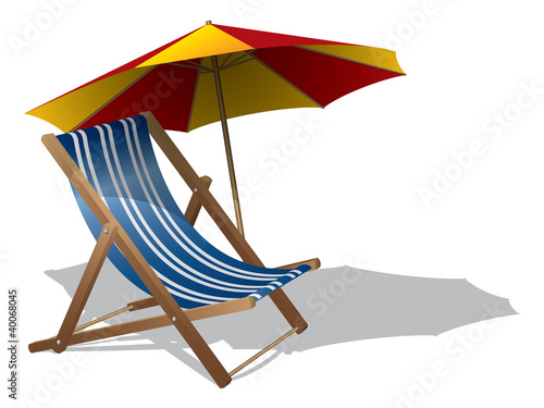 Beach chair with umbrella