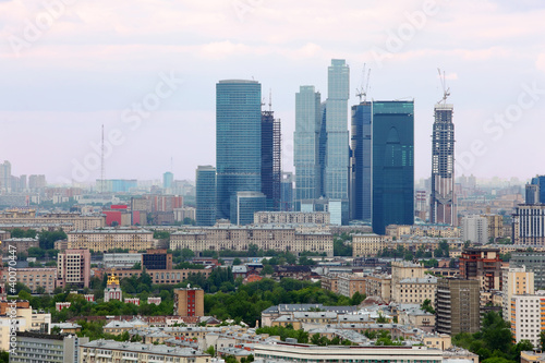 panorama of Moscow City complex of skyscrapers at dull day © Pavel Losevsky