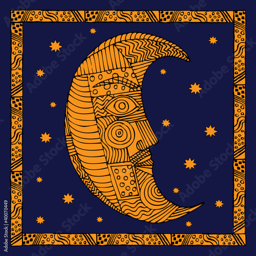 moon and stars on blue background