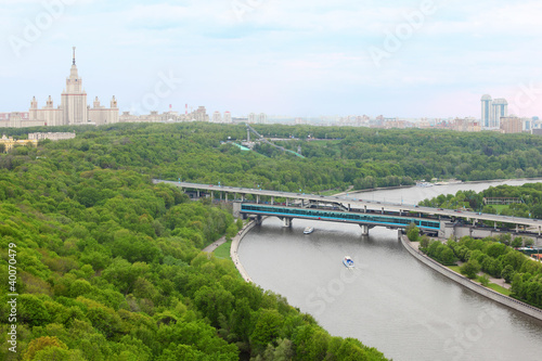 Moscow River, Luzhnetsky Bridge (Metro Bridge), MSU