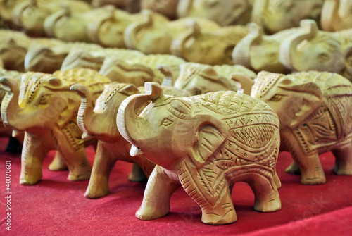 Handcraft wood elephant sculptures